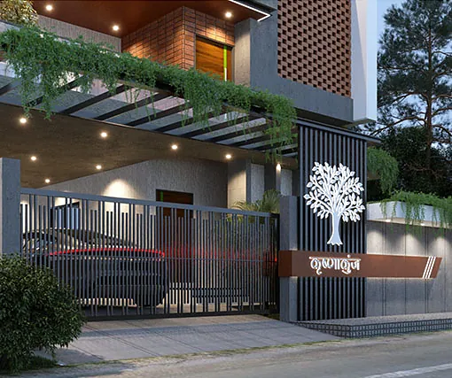 3D elevation of a bungalow planned by Vastu Construction